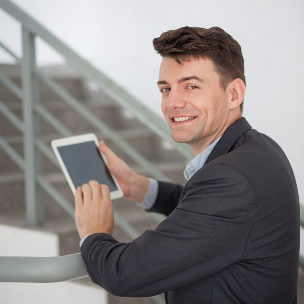 Profesional inmobiliario revisando oportunidades desde una tablet